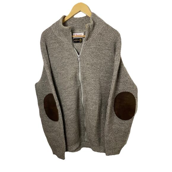 VTG 80s Orvis Men’s Full Zip Wool Cardigan Sweater Suede Patches Men XL- Read - Picture 1 of 16